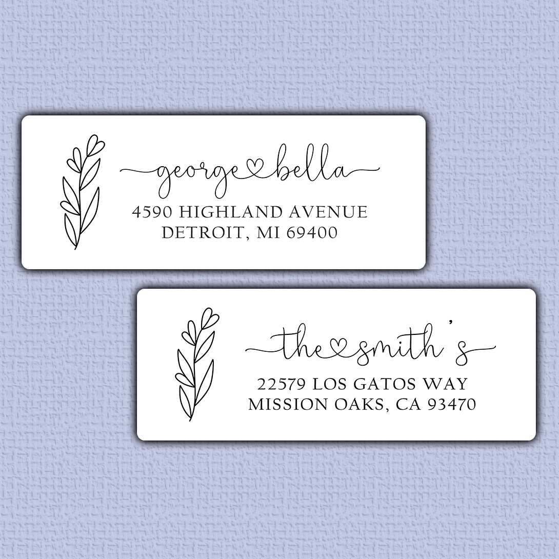 Heart Line Art Flower Return Address Labels