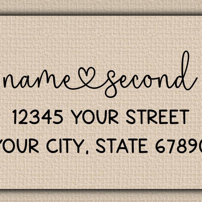 Clear Glossy Flowing Script With Heart Accent Return Address Labels