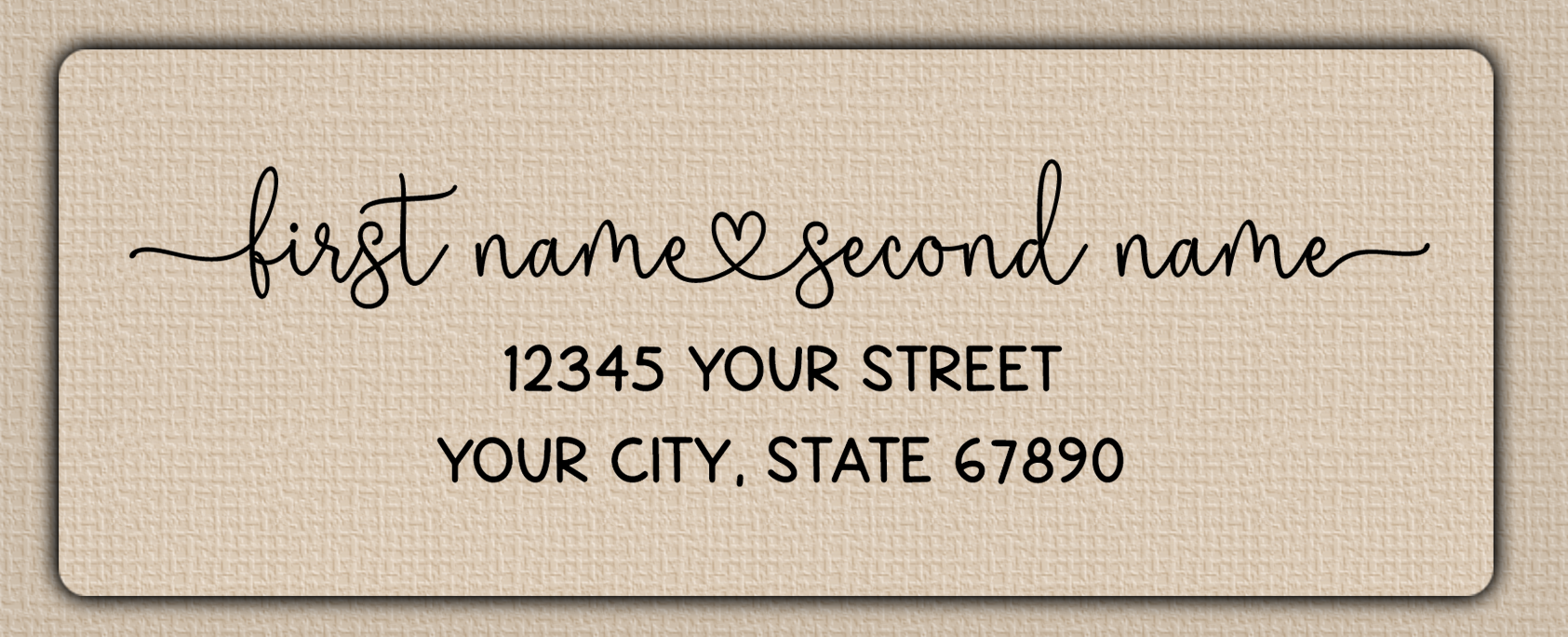 Clear Glossy Flowing Script With Heart Accent Return Address Labels