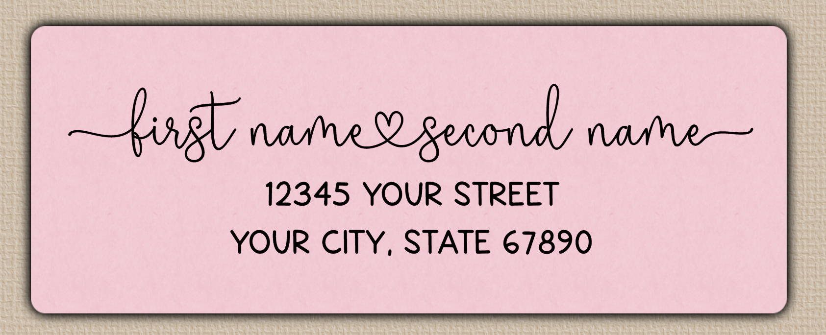 Pink Flowing Script With Heart Accent Return Address Labels