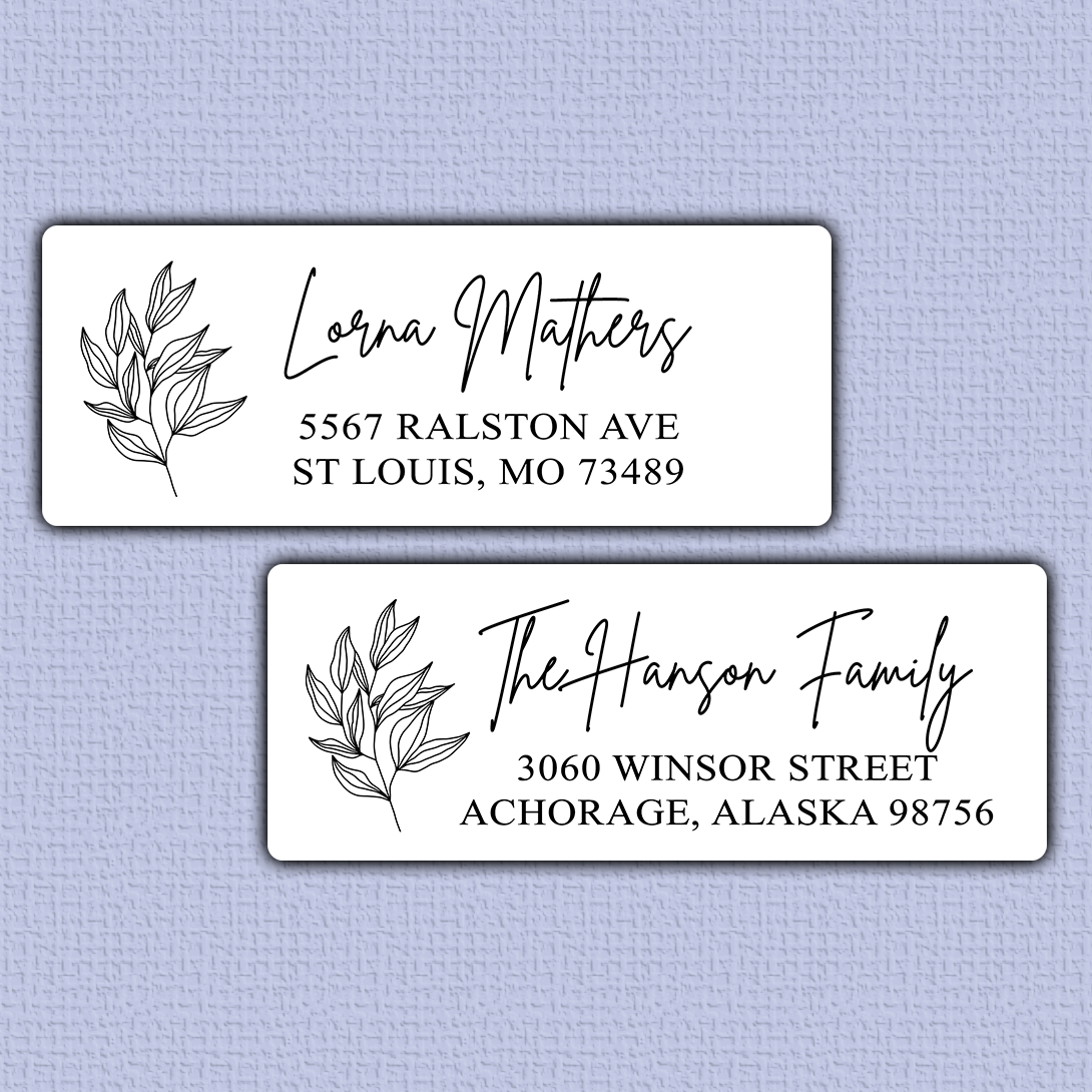 Olive Leaves Line Art Flower Return Address Labels
