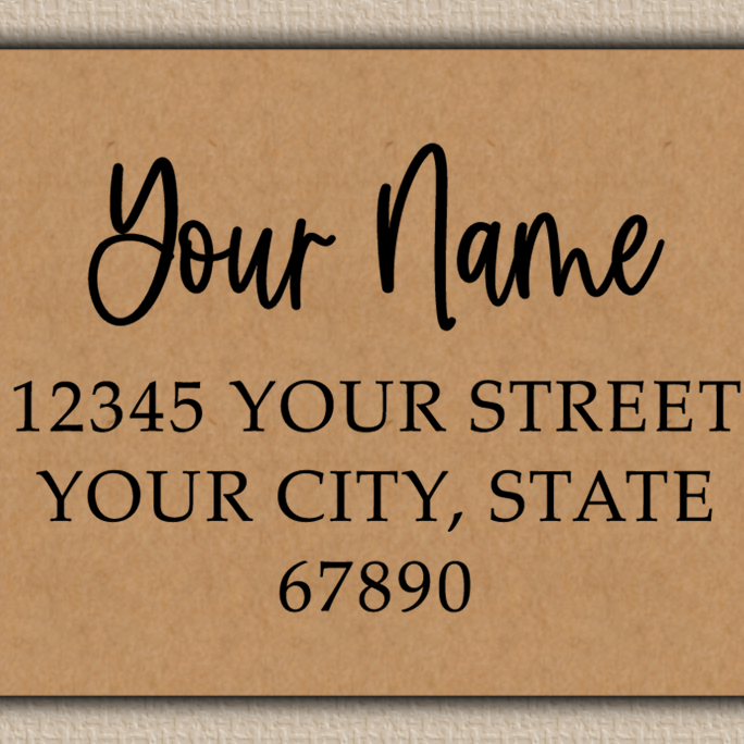 Brown Bouncy Handwriting Script Return Address Labels
