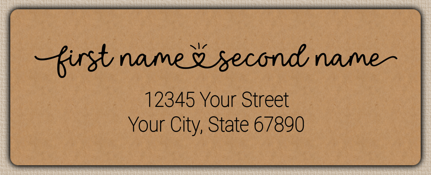 Brown Monoline Heart Script Return Address Labels
