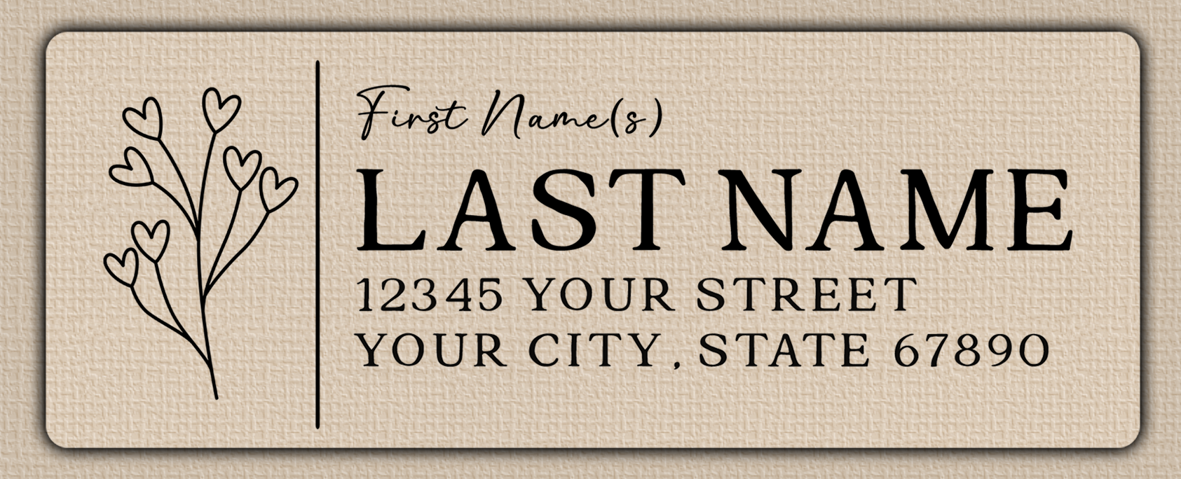 Clear Glossy Heart Flowers Bouquet Line Art Return Address Labels