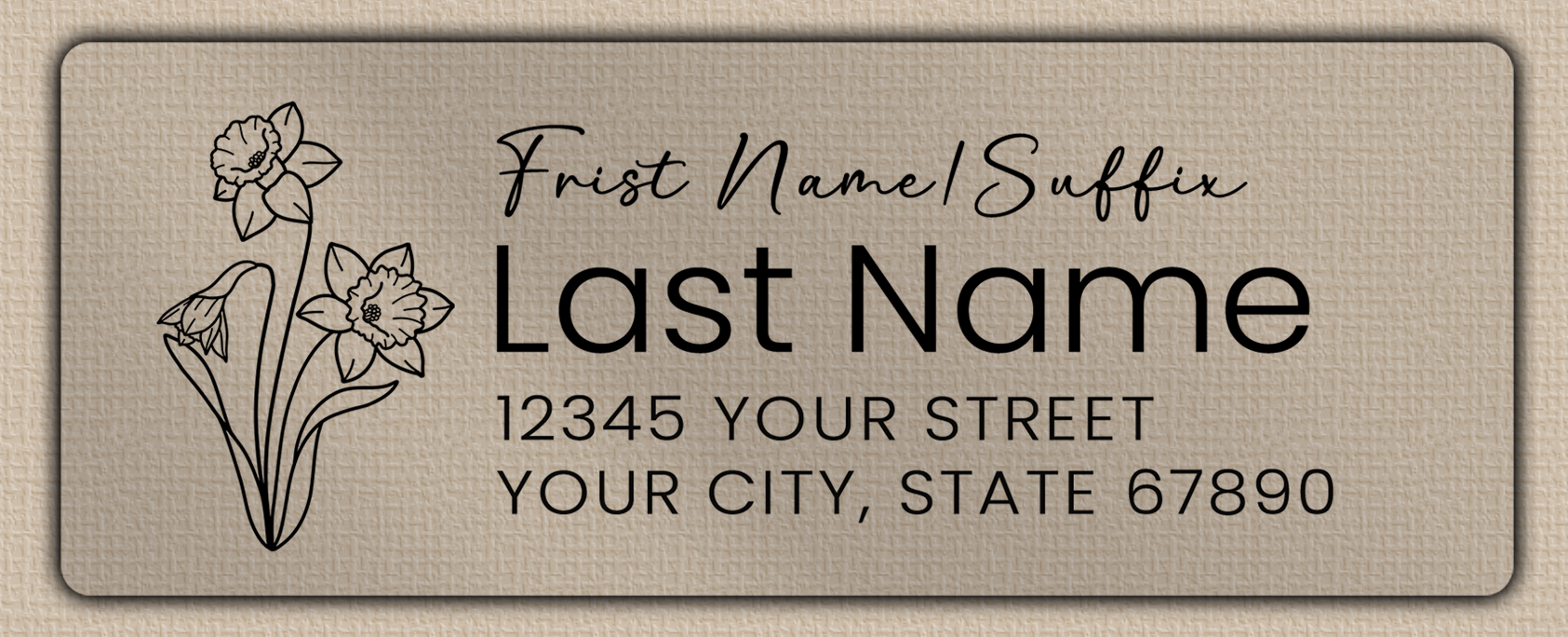 Clear Matt Daffodils Line Art Return Address Labels