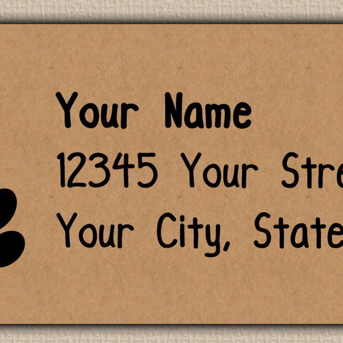 Brown Double Paw Print Return Address Labels