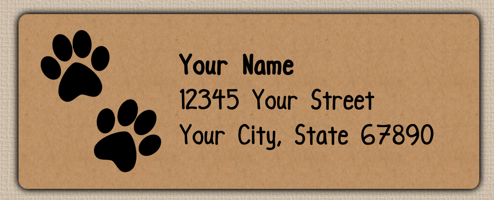 Brown Double Paw Print Return Address Labels