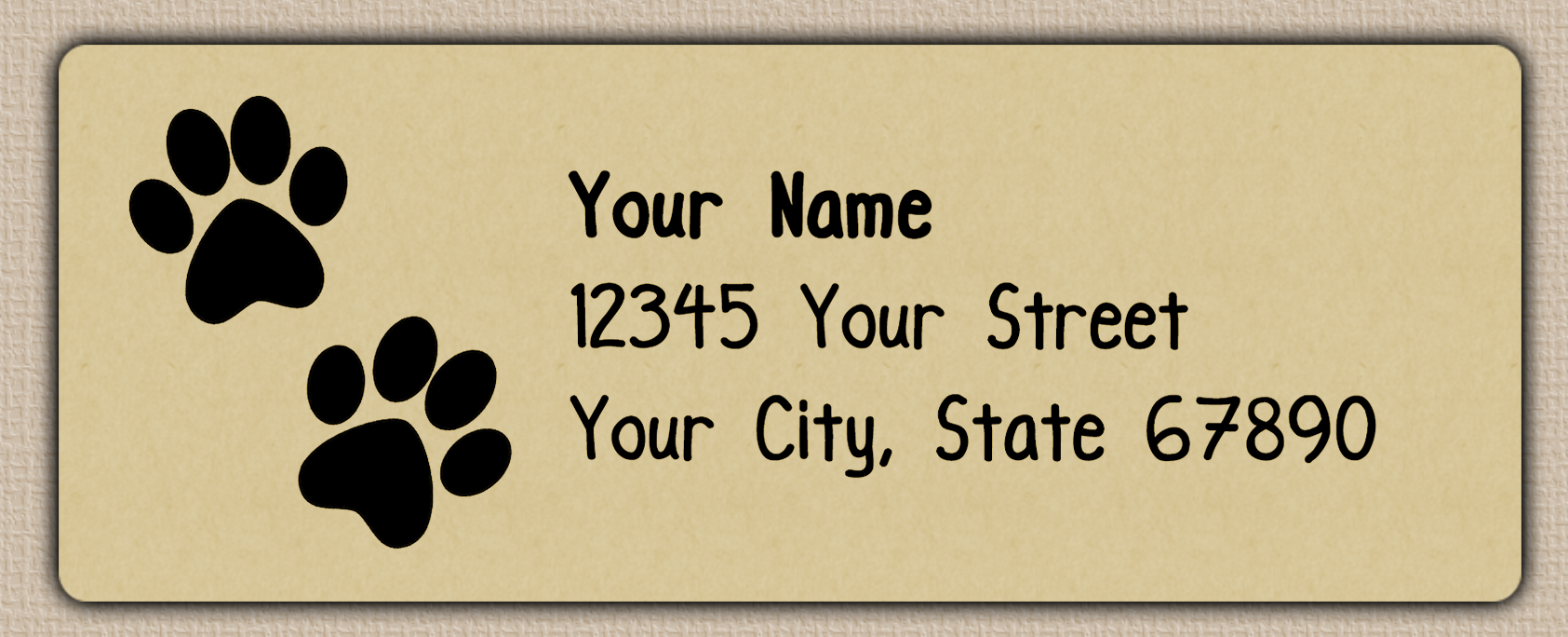 Ecru Double Paw Print Return Address Labels