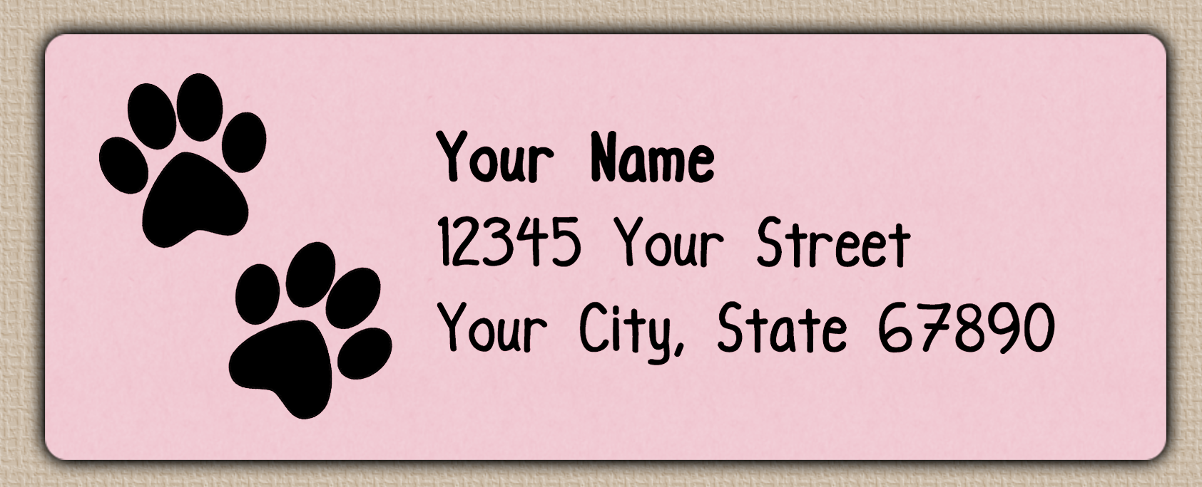 Pink Double Paw Print Return Address Labels