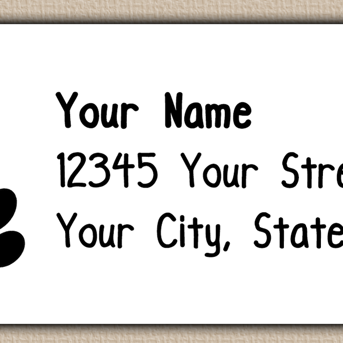 White Double Paw Print Return Address Labels