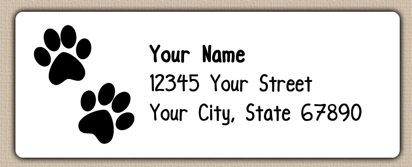 White Double Paw Print Return Address Labels