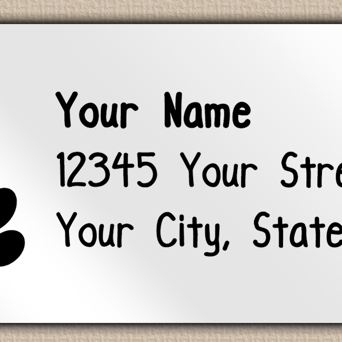 White Glossy Double Paw Print Return Address Labels