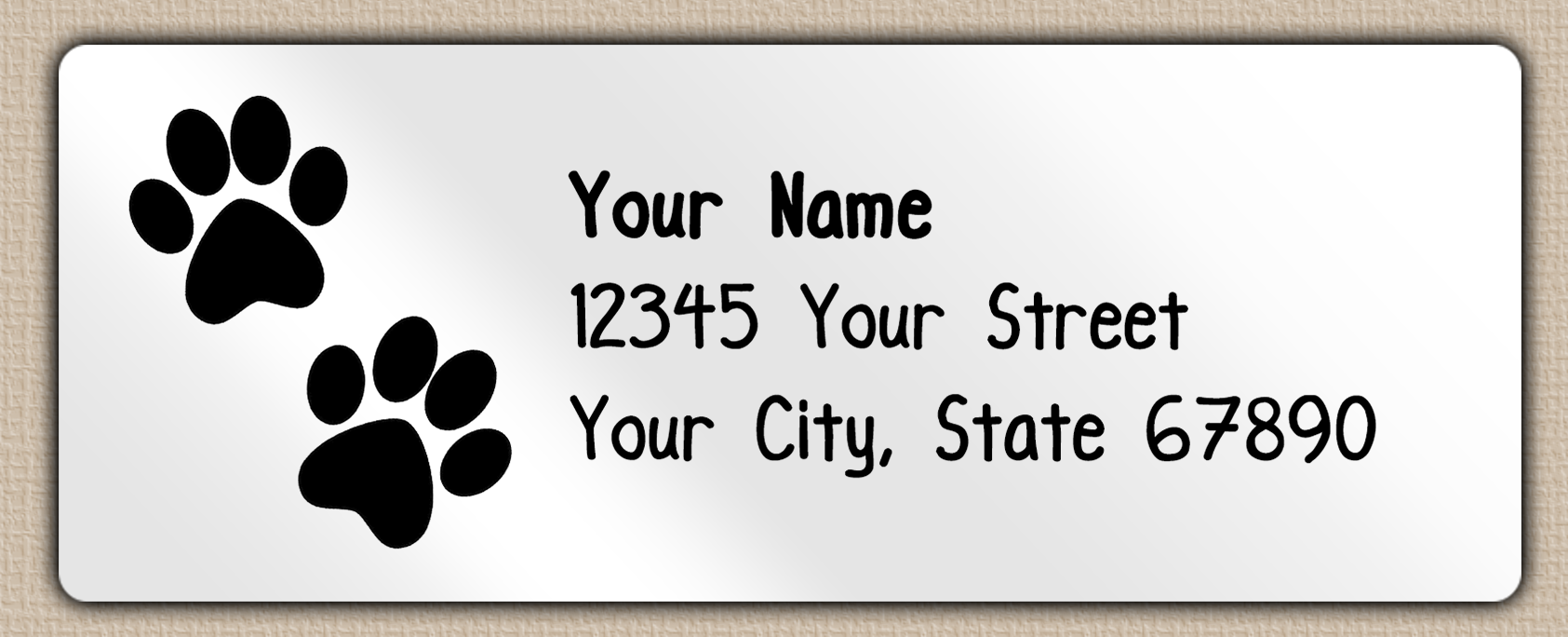 White Glossy Double Paw Print Return Address Labels