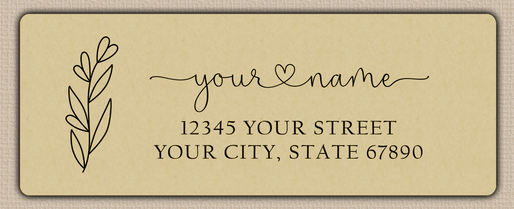 Ecru Heart Line Art Flower Return Address Labels