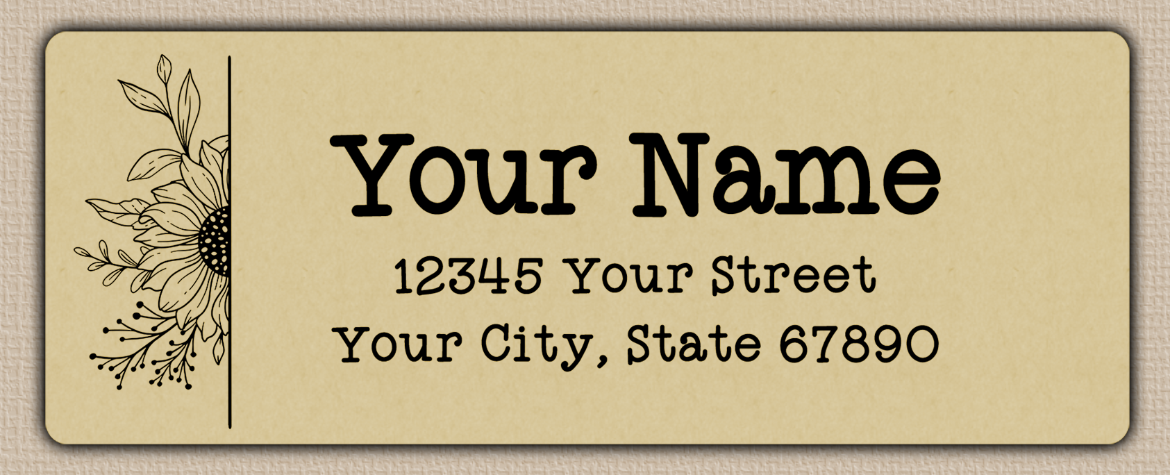 Ecru Sunflower Line Art Return Address Labels