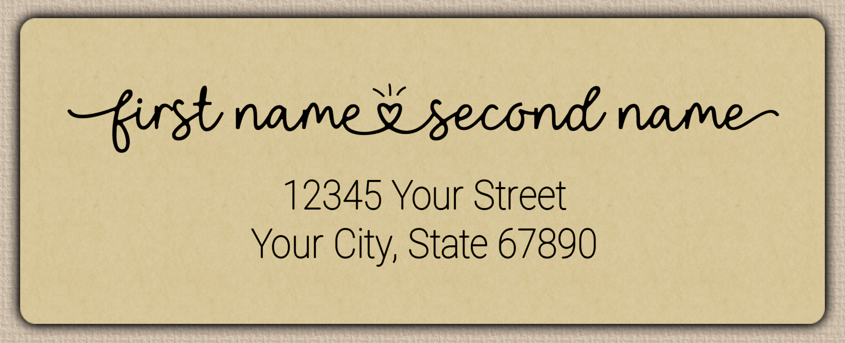 Ecru Monoline Heart Script Return Address Labels