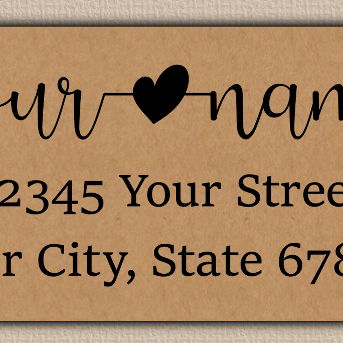 Brown Modern Script With Heart Accent Return Address Labels