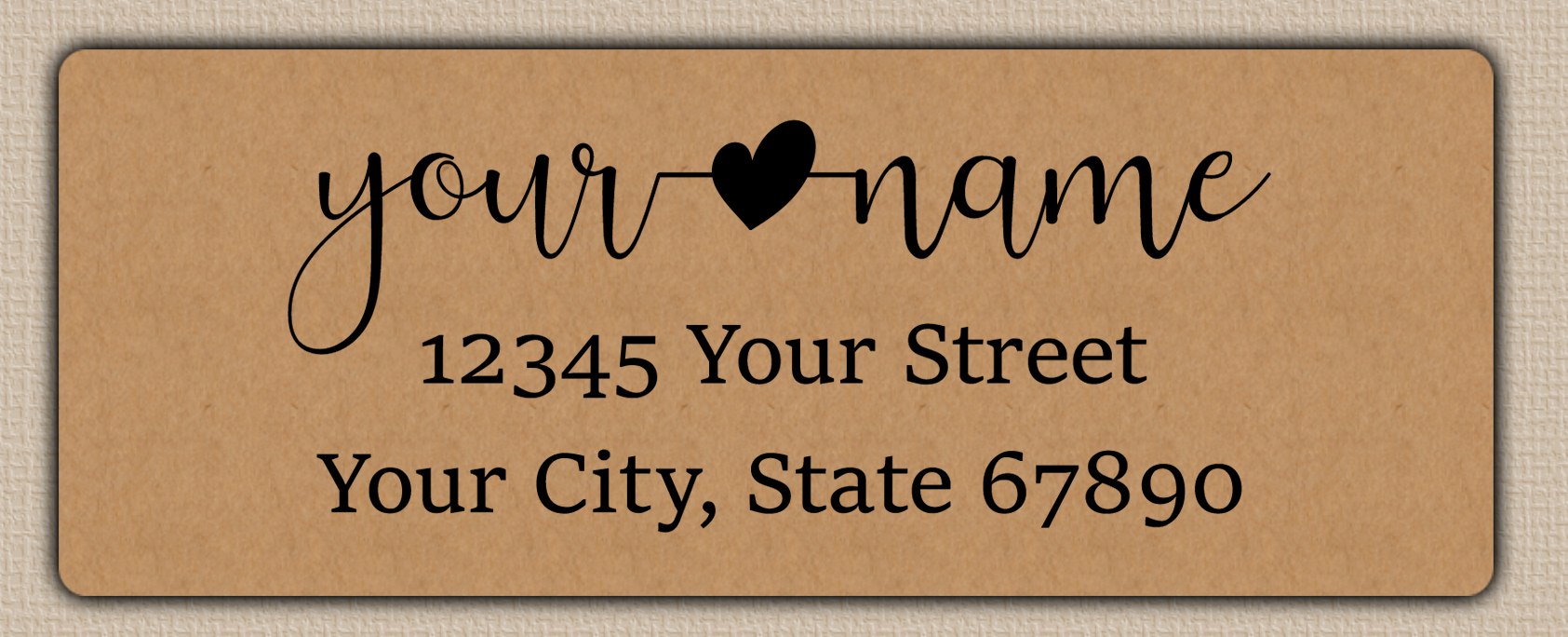 Brown Modern Script With Heart Accent Return Address Labels