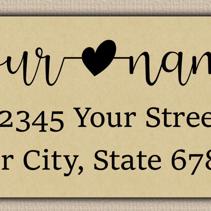 Ecru Modern Script With Heart Accent Return Address Labels