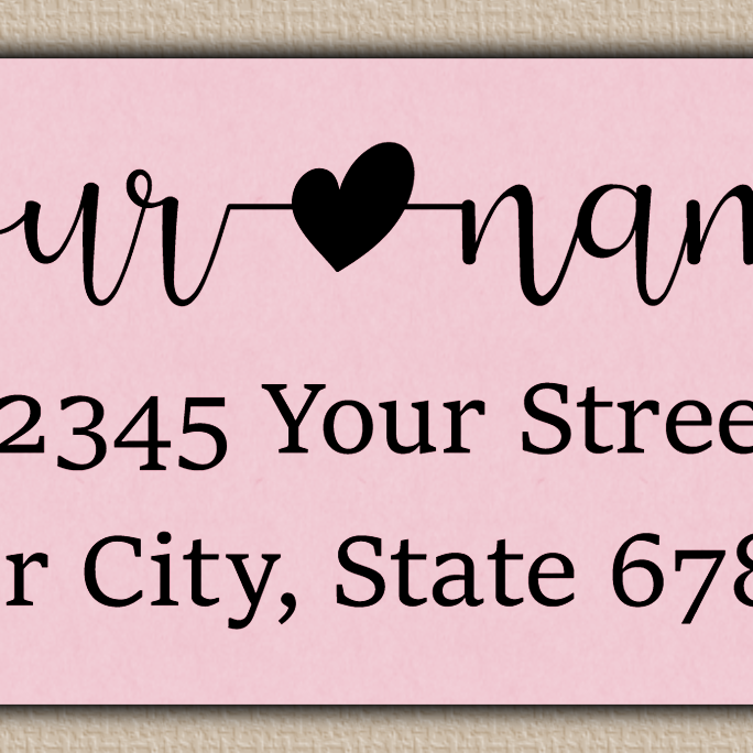 Pink Modern Script With Heart Accent Return Address Labels