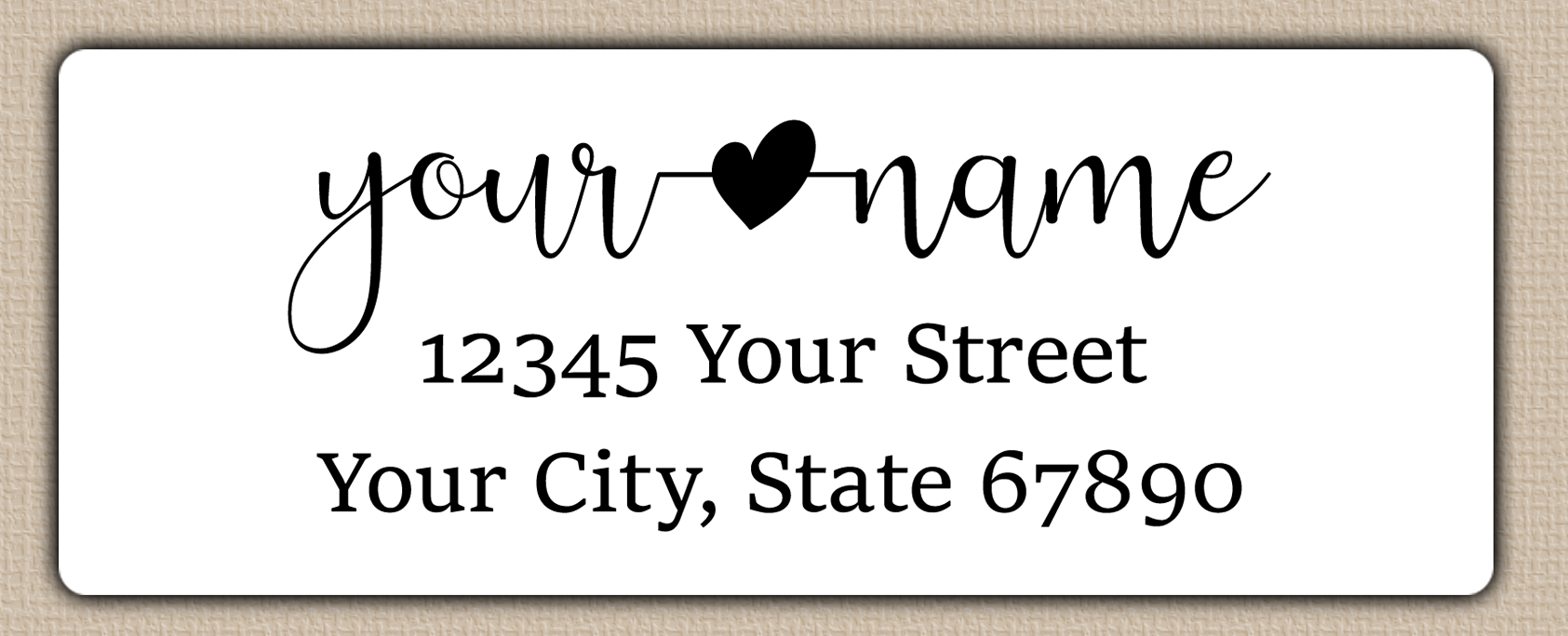 White Modern Script With Heart Accent Return Address Labels