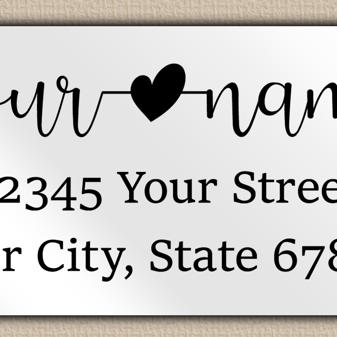 White Glossy Modern Script With Heart Accent Return Address Labels