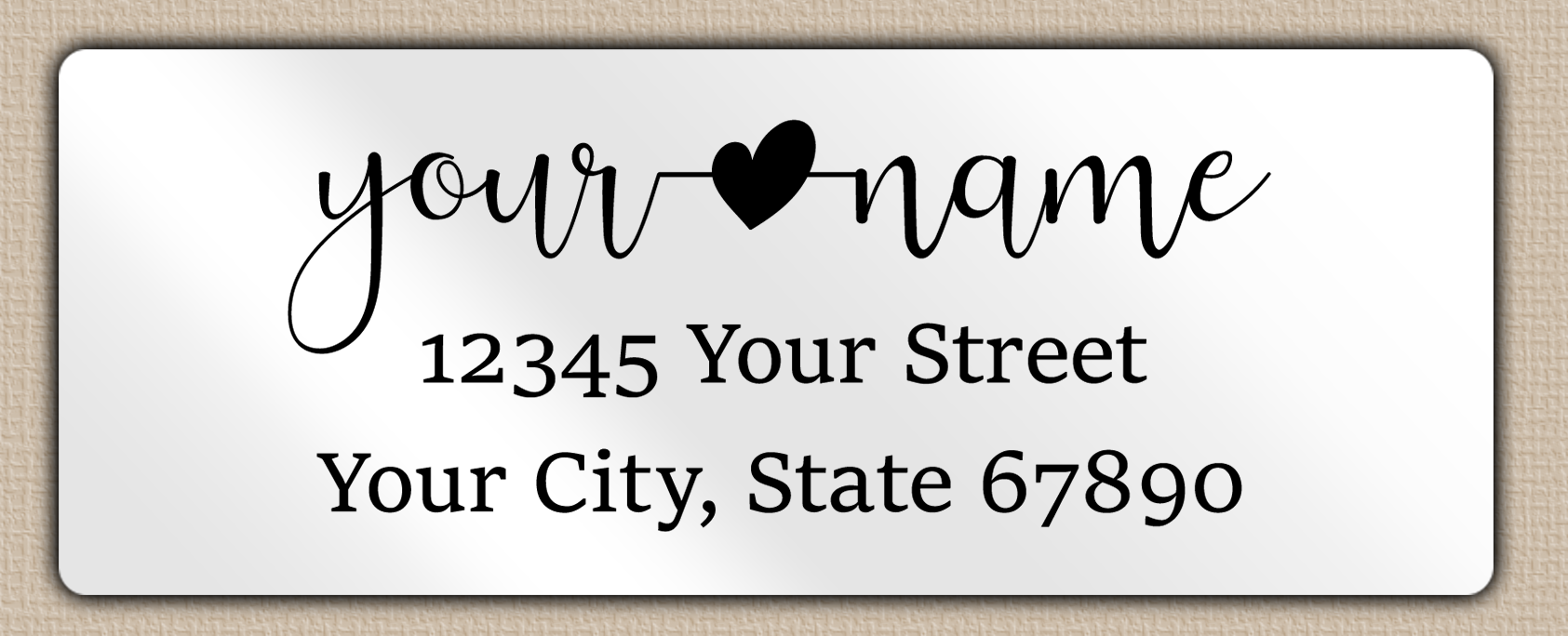 White Glossy Modern Script With Heart Accent Return Address Labels