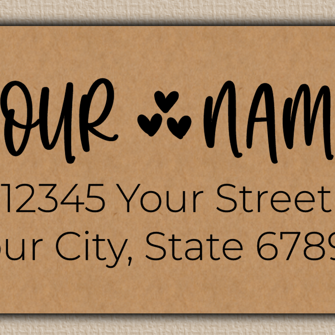 Brown Whimsical Hearts Accent Return Address Labels