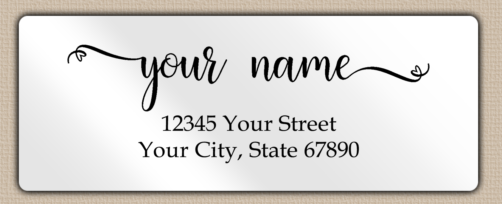 White Glossy Heart Flourish Return Address Labels