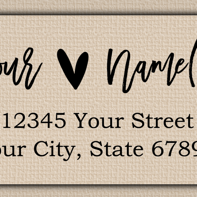 Clear Glossy Brush Script Heart Return Address Labels