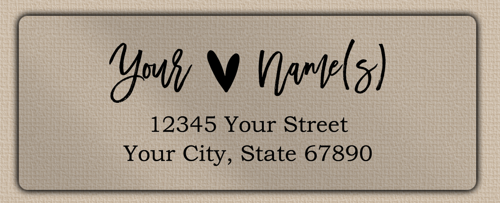 Clear Matt Brush Script Heart Return Address Labels