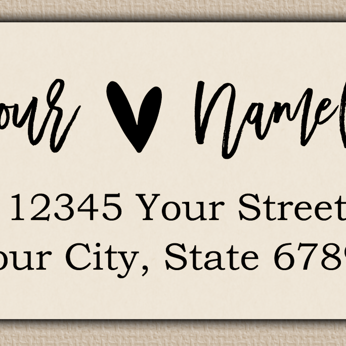 Ivory Brush Script Heart Return Address Labels