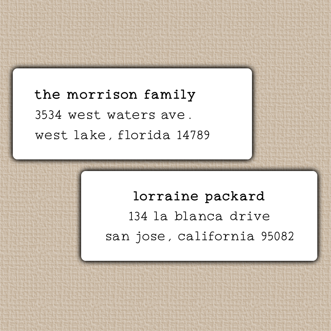 Minimalist Typewriter Return Address Labels