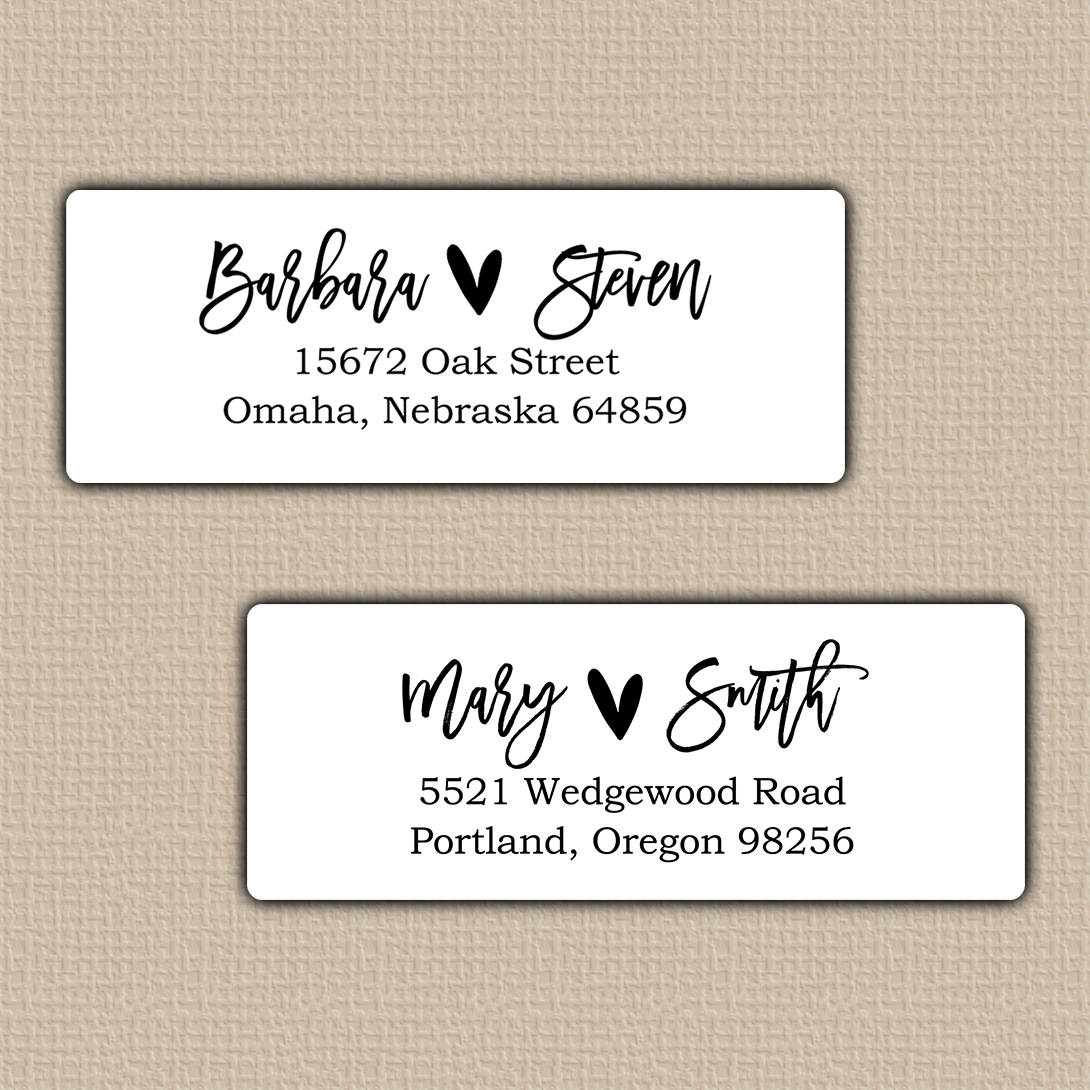 Brush Script Heart Return Address Labels