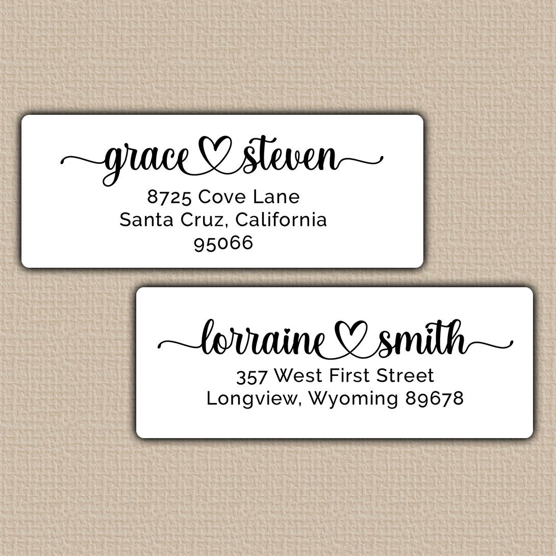 Elegant Flourish Heart Return Address Labels
