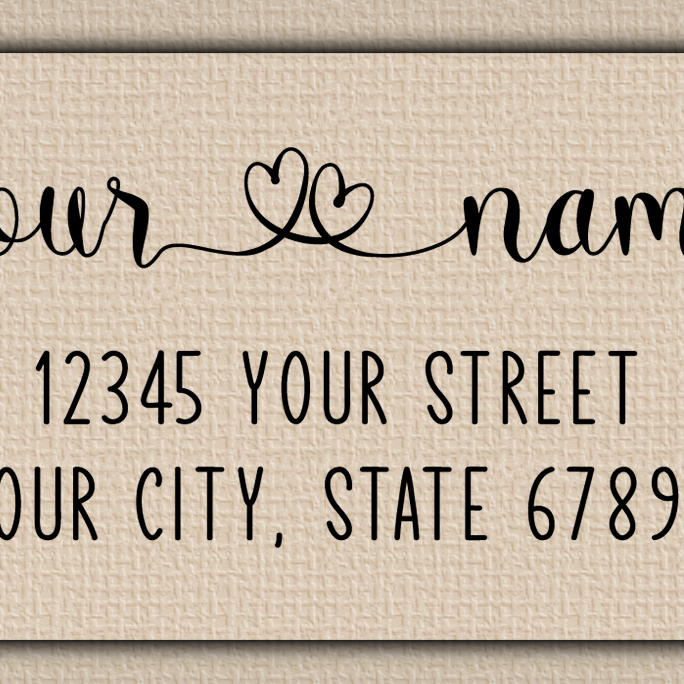 Clear Glossy Double Heart Swash Return Address Labels