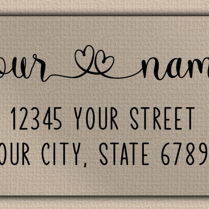 Clear Matt Double Heart Swash Return Address Labels