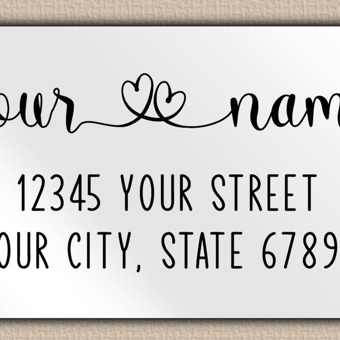 White Glossy Double Heart Swash Return Address Labels