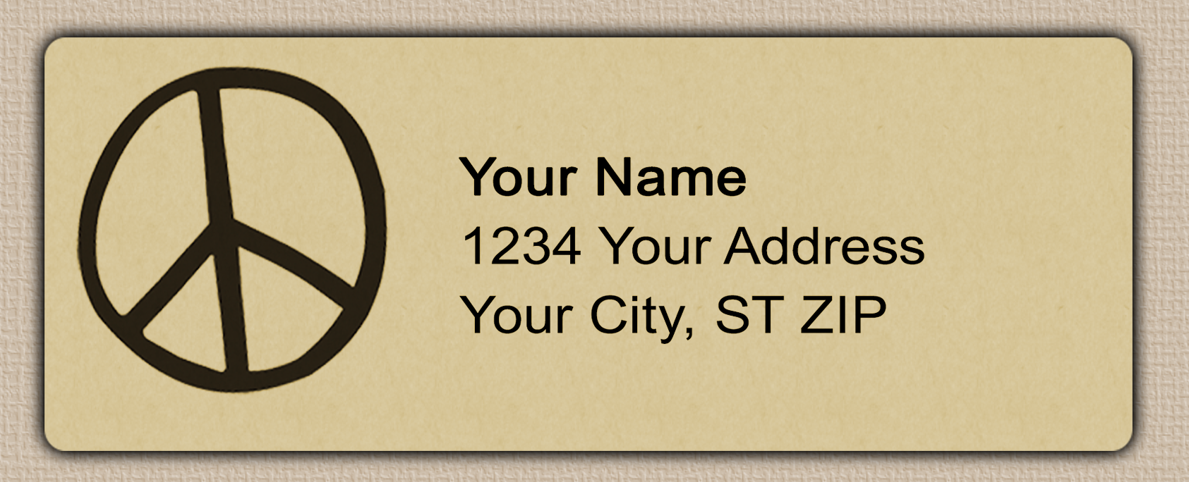 Ecru Simple Peace Sign Return Address Labels