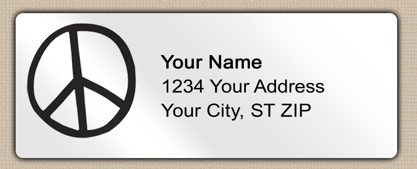 White Glossy Simple Peace Sign Return Address Labels