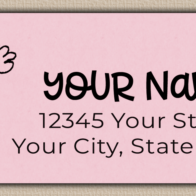 Pink Rustic Line Art Flowers Return Address Labels