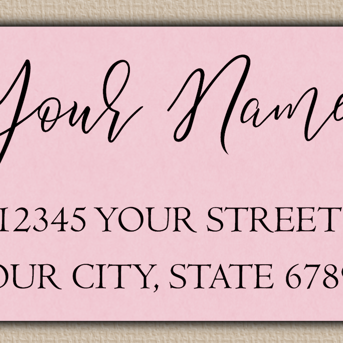 Pink Elegant Flowing Script Return Address Labels