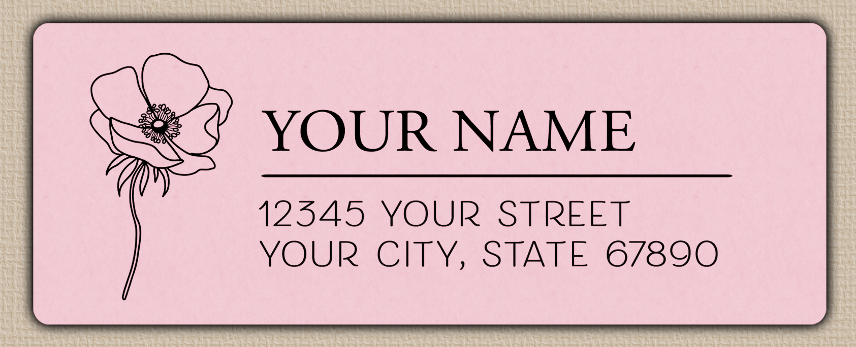Pink Poppy Line Art Return Return Address Labels
