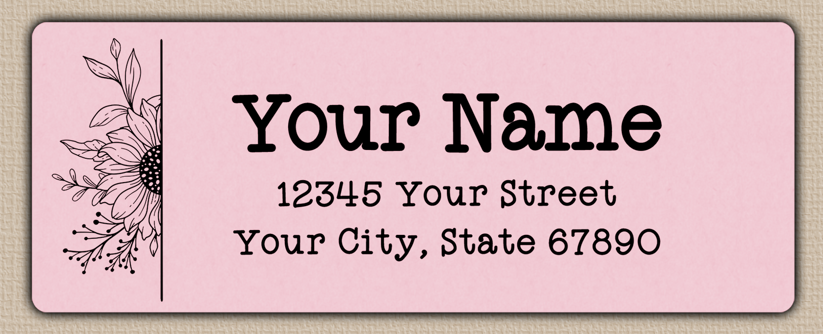 Pink Sunflower Line Art Return Address Labels