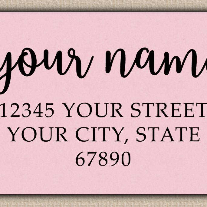 Pink Elegant Swash Calligraphy Return Address Labels