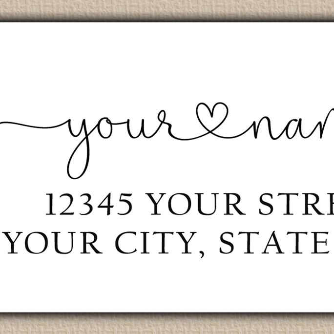 White Heart Line Art Flower Return Address Labels
