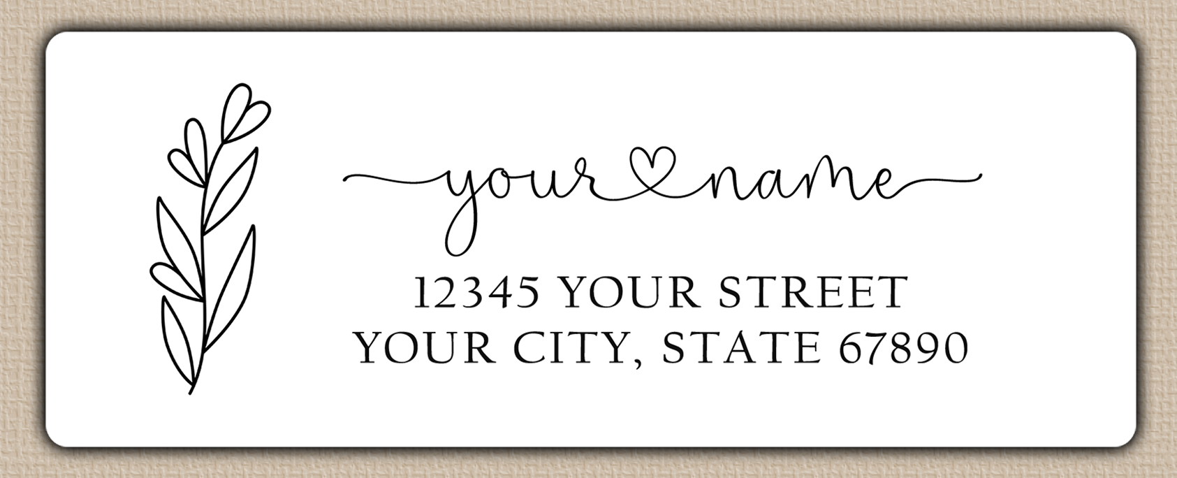 White Heart Line Art Flower Return Address Labels