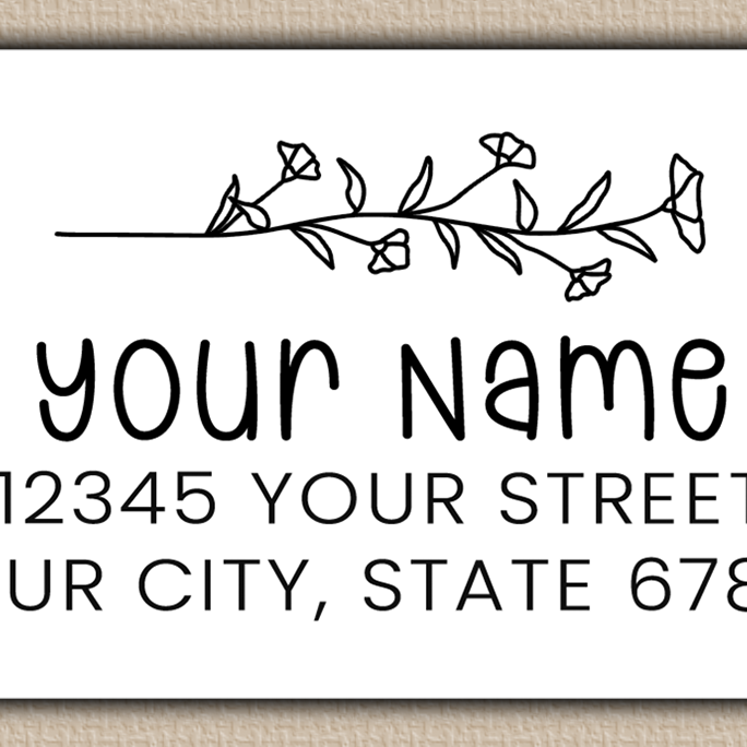 White Morning Glory Line Art Return Address Labels