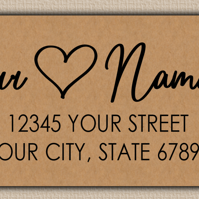 Brown Modern Heart Return Address Labels