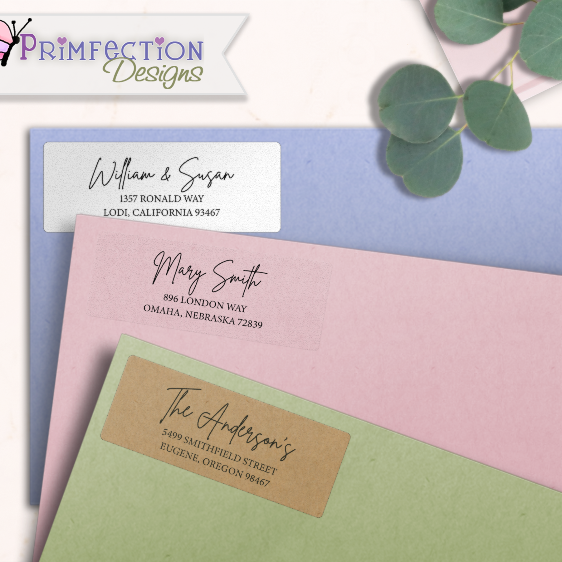 Fashionable Signature Script Return Address Labels on Evelopes